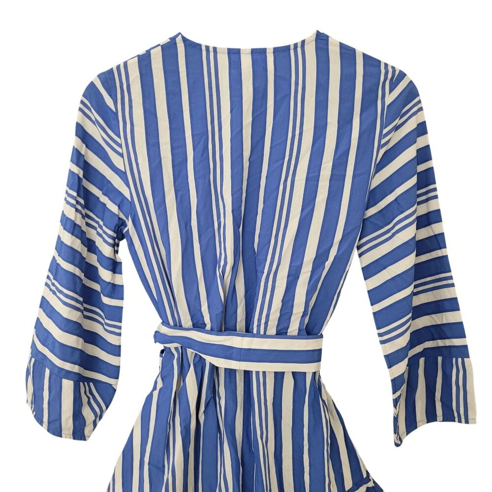 Chinti & Parker Striped Wrap Dress Womens Size 4 Blue/White Tie Waist - Picture 4 of 8